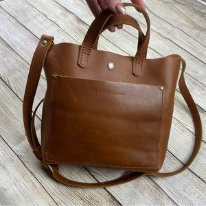 Portland Leather Goods Mini Crossbody Tote in Honey